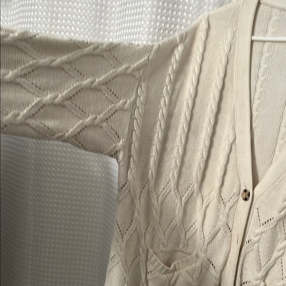 Crown & Ivy Cream Cable Knit Cardigan - Picture 5 of 7